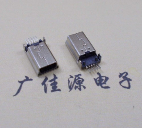 河源MINI USB公头 5pin端子贴板带柱 10.7mm体长