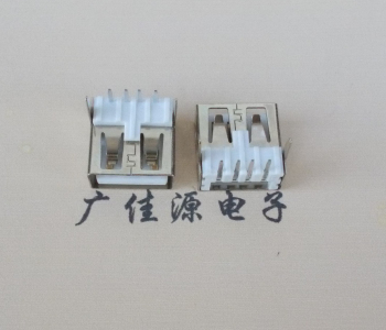 河源 USB2.0 AF 90度 直插脚 无后盖 平口铜壳