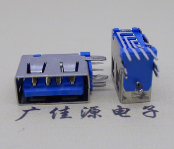 河源USB 测插2.0母座 短体10.0MM 接口 蓝色胶芯