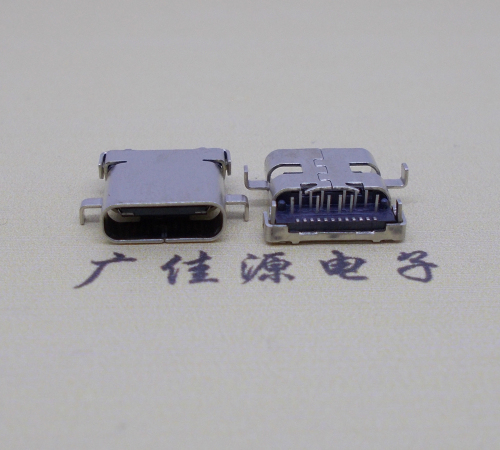 河源卧式沉板usb 3.1 type-c24p母座,端前插后贴smt连接器