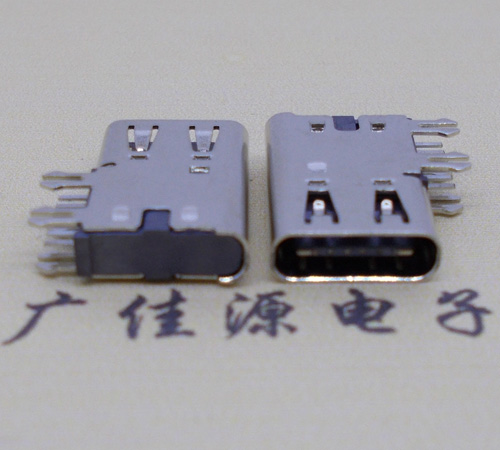 河源侧插USB3.1接头座子.90度type-c母座.6p侧插连接器