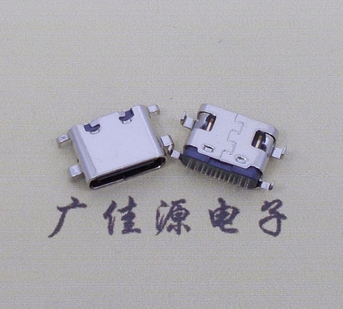 河源type c16p沉板母座破板0.8mm/1.0mm/1.2mm/1.6mm四脚插板端子SMT总体长度L=6.5mm