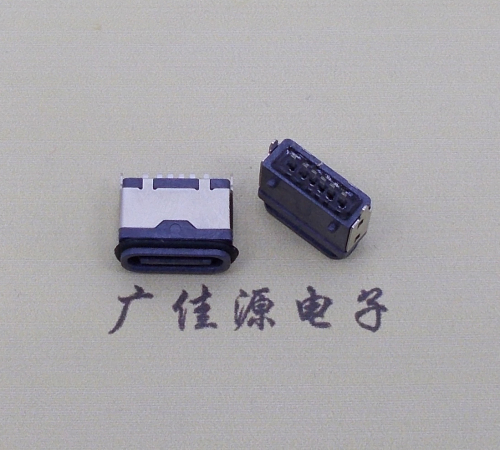 河源usb type c6p防水立插母座两脚插带定位柱