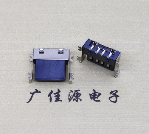 河源薄胶芯母座 USB2.0卧式贴板A母10.0短体尺寸