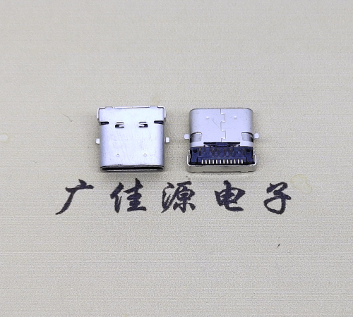 河源type c24p板上双壳连接器接口 DIP+SMT L=10.0脚长1.6母头